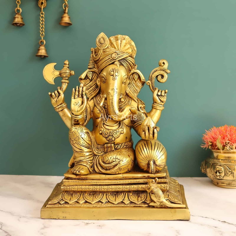 Blessed Ganesha in Brass - 13 Inch Height