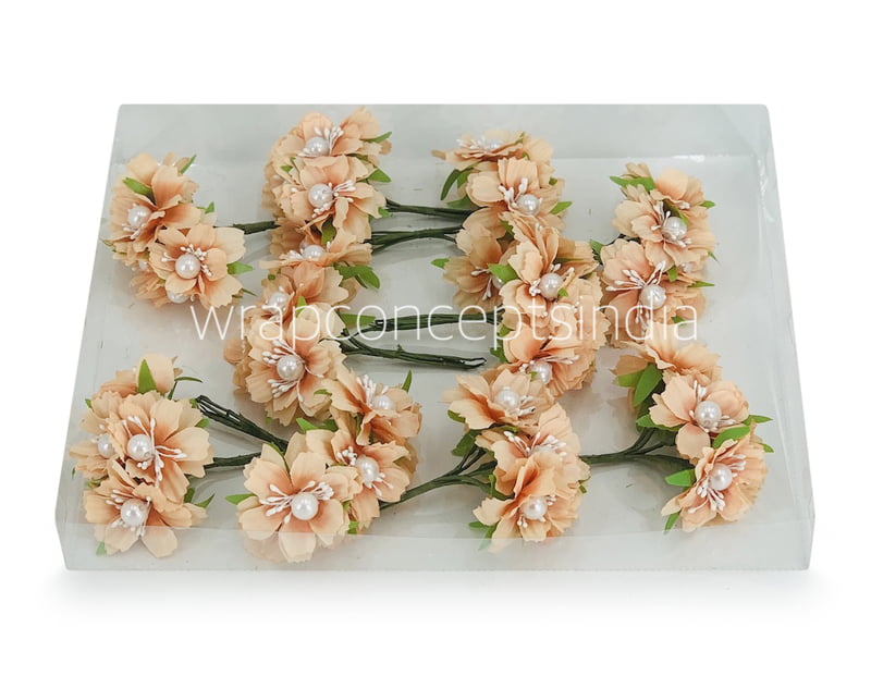 Flowers with White Pearl Centre-Peach