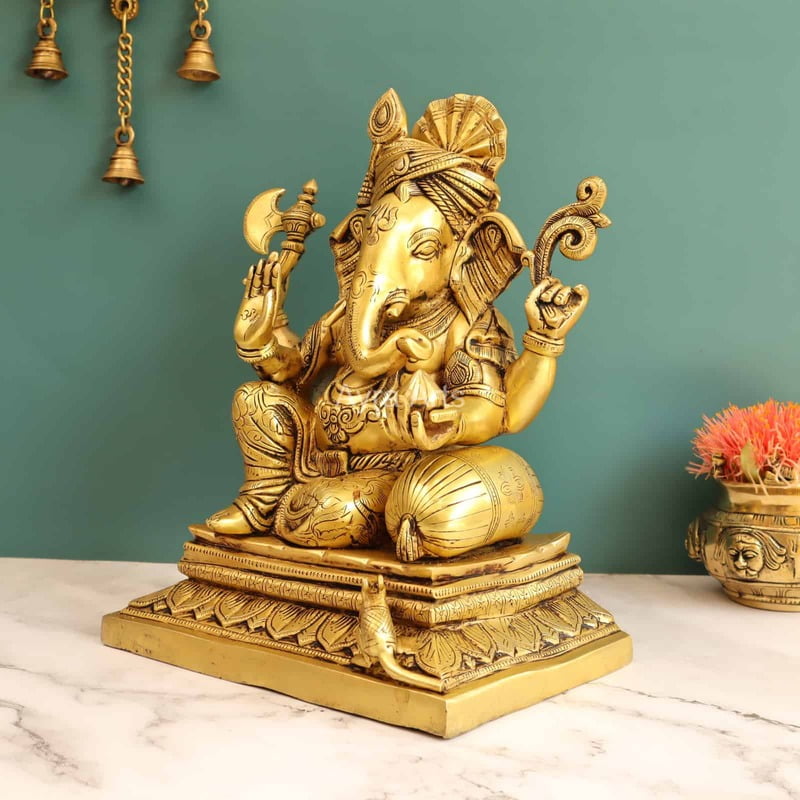 Blessed Ganesha in Brass - 13 Inch Height
