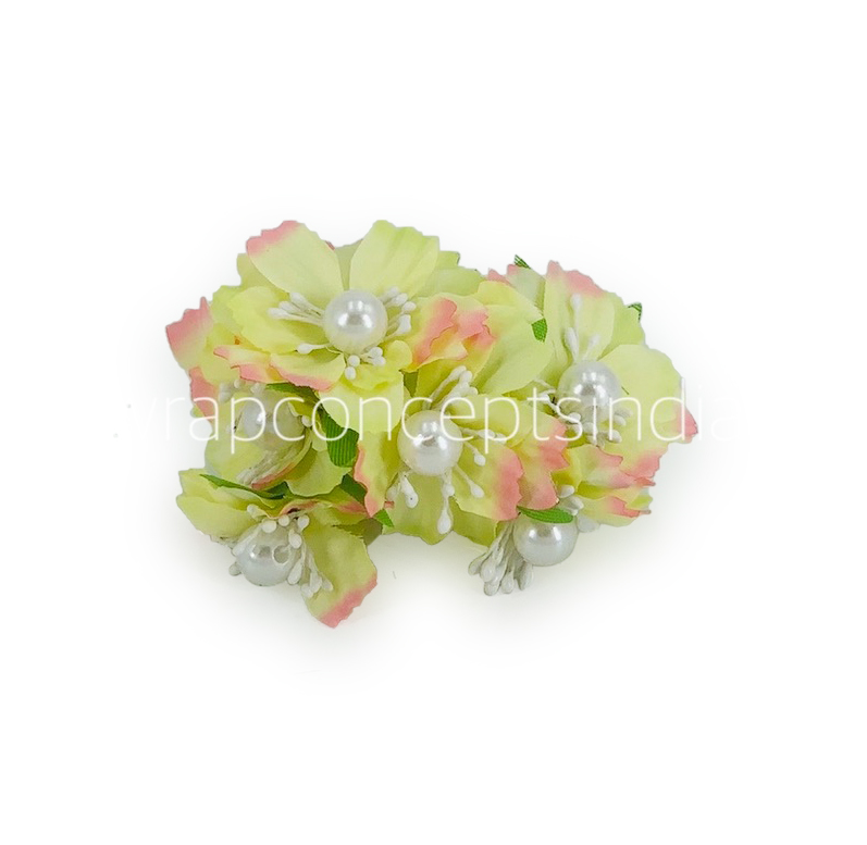 Flowers with White Pearl Centre-Lemon With Hints Of Pink