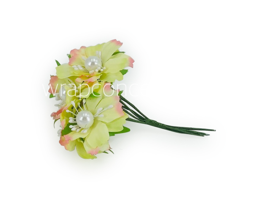 Flowers with White Pearl Centre-Lemon With Hints Of Pink