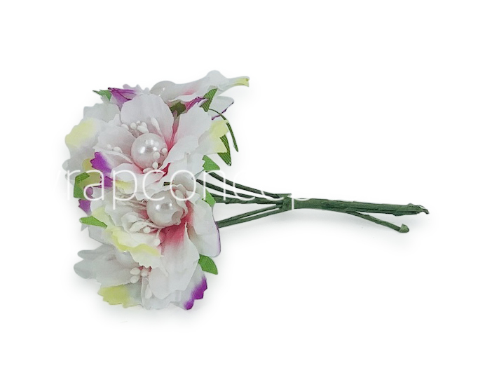 Flowers with White Pearl Centre-White With Hints Of Pink
