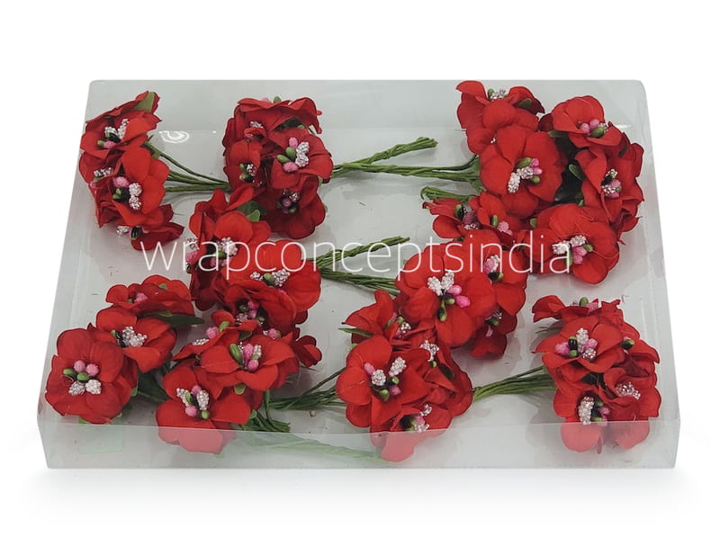 Flowers with Glitter Pollen Centre-Red