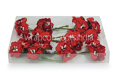 Flowers with Glitter Pollen Centre-Red