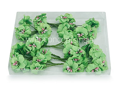 Flowers with Glitter Pollen Centre - Parrot Green