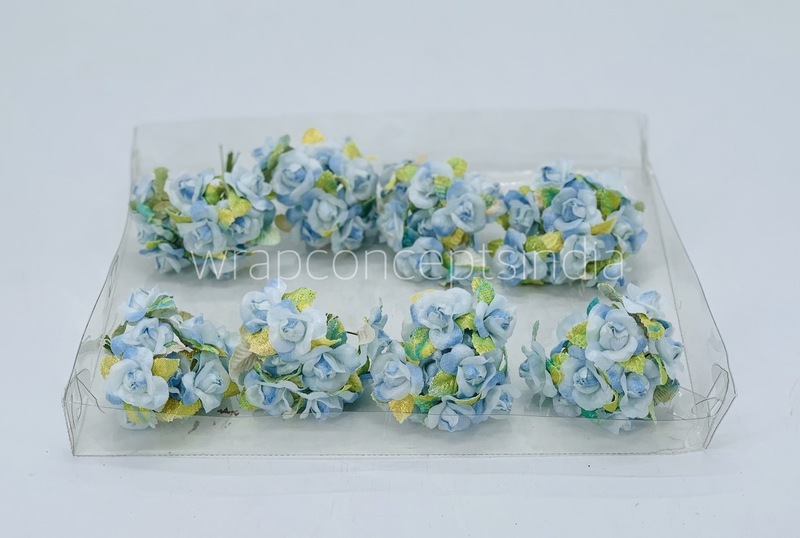 Ice Blue Rose Buds on Stick