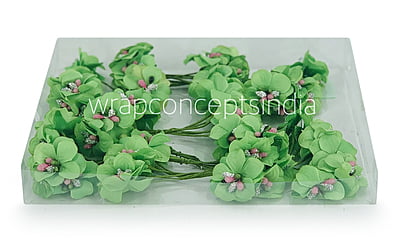 Flowers with Glitter Pollen Centre - Parrot Green