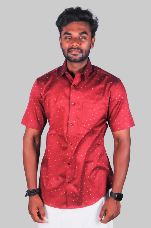 Red Printed Lustrous Shirt