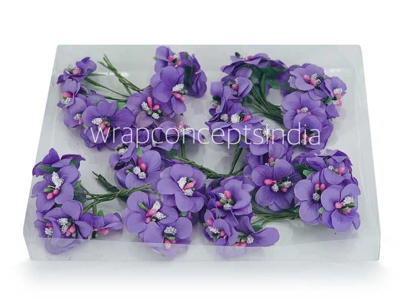 Flowers with Glitter Pollen Centre - Purple