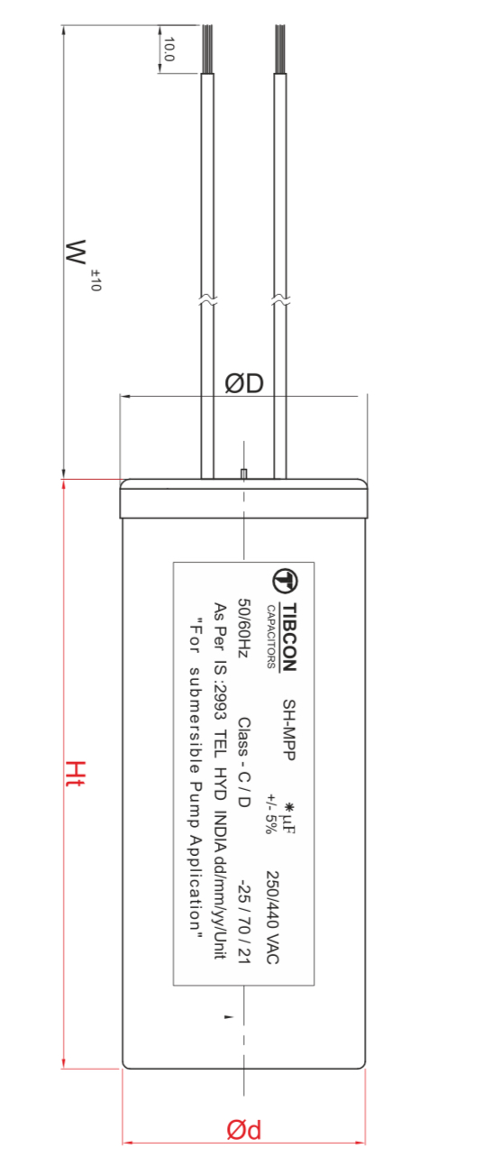 Tibcon 40 MFD 440 V Capacitor for Submersible Pump