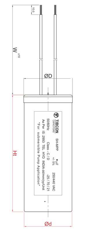 Tibcon 108 MFD 440 V Capacitor for Submersible Pump
