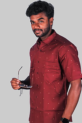 Red printed cotton Shirts