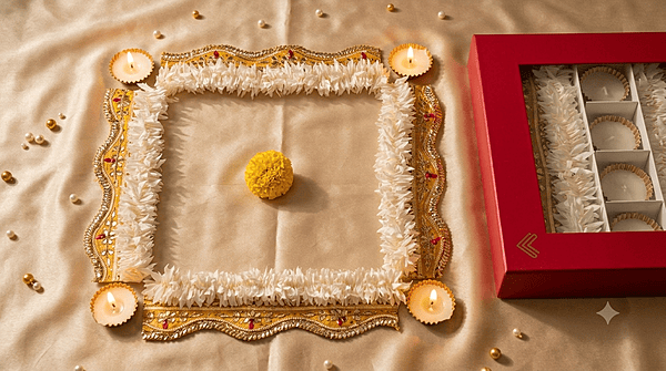SET OF RANGOLI STRIPS & METAL DIYAS