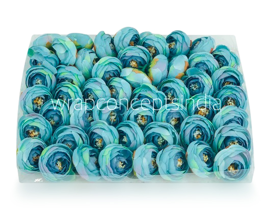 Small Peony-Aqua Blue
