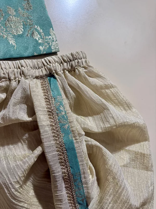 Aquateal Sleeveless Brocade Silk Dhothi Set
