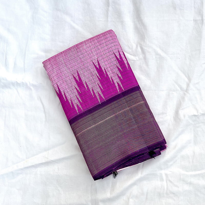 Petal Pink Kanchipuram with Blackcurrant Violet