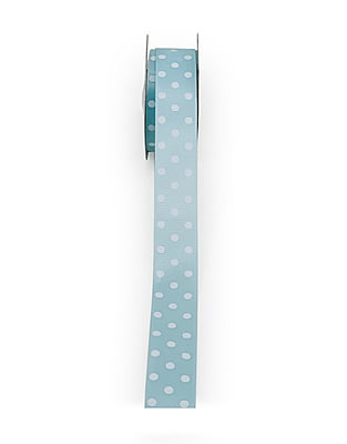 Polka Dot Ribbon - Powder Blue with White