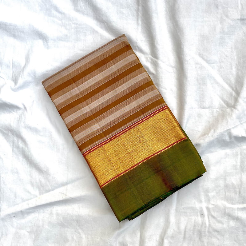 Cairo Brown Kanchipuram with Stone Creek Green