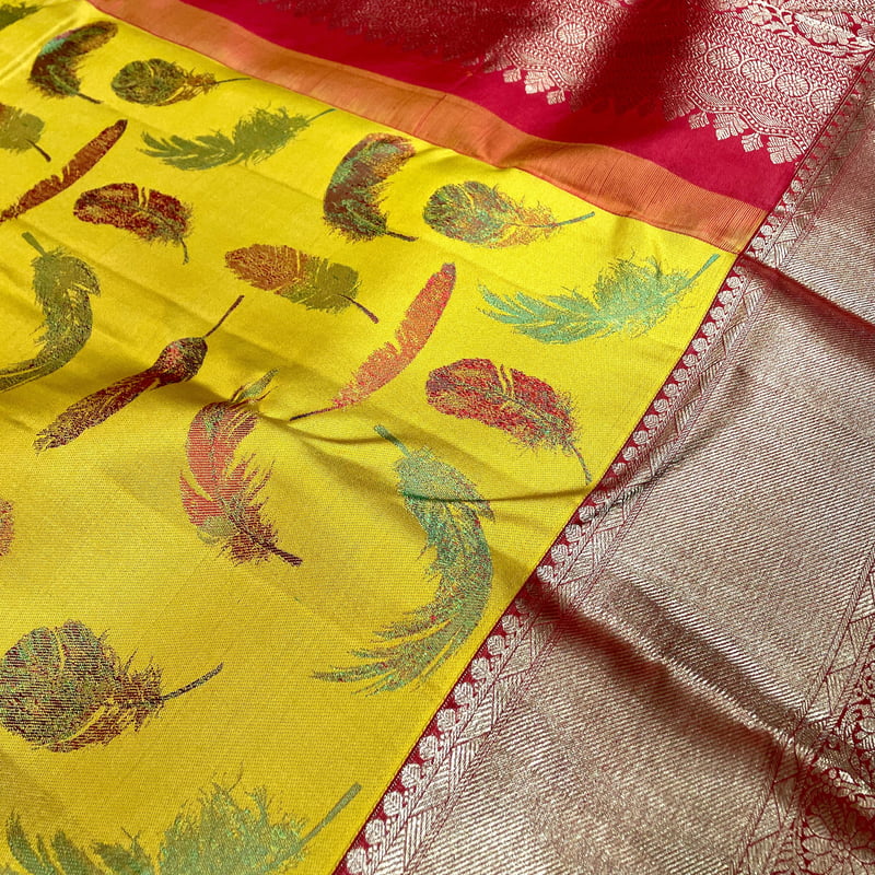 Turmeric Yellow Kanchipuram with Scarlet Red