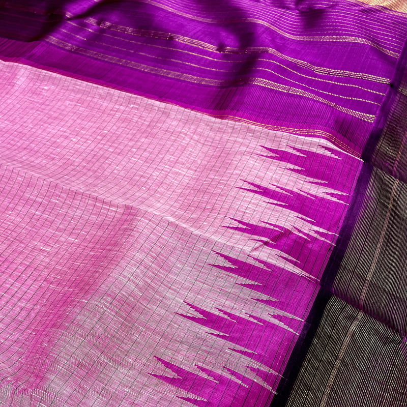 Petal Pink Kanchipuram with Blackcurrant Violet