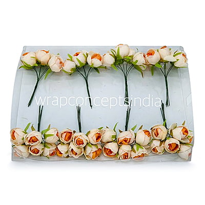 Small Close Peony - Cream with Tangerine Center