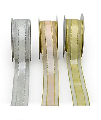 Sheer Ribbon with Centre Satin Stripe
