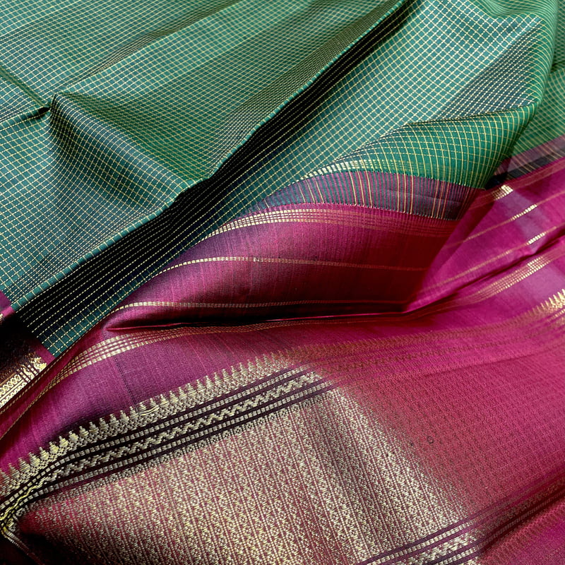 Leafy Green Kanchipuram with Rich Violet