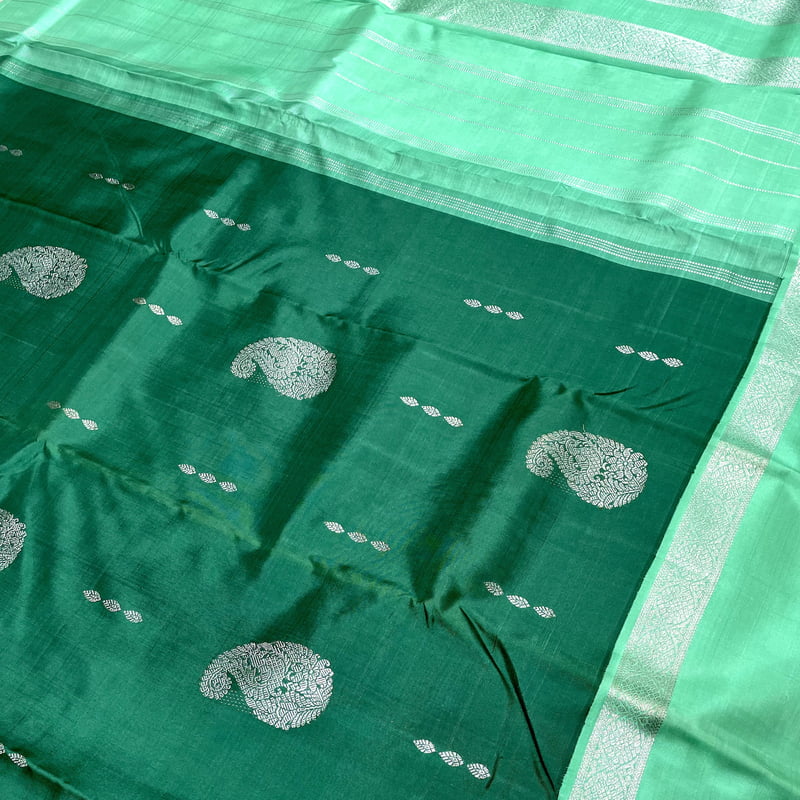 Plantation Green Kanchipuram with Farm Green