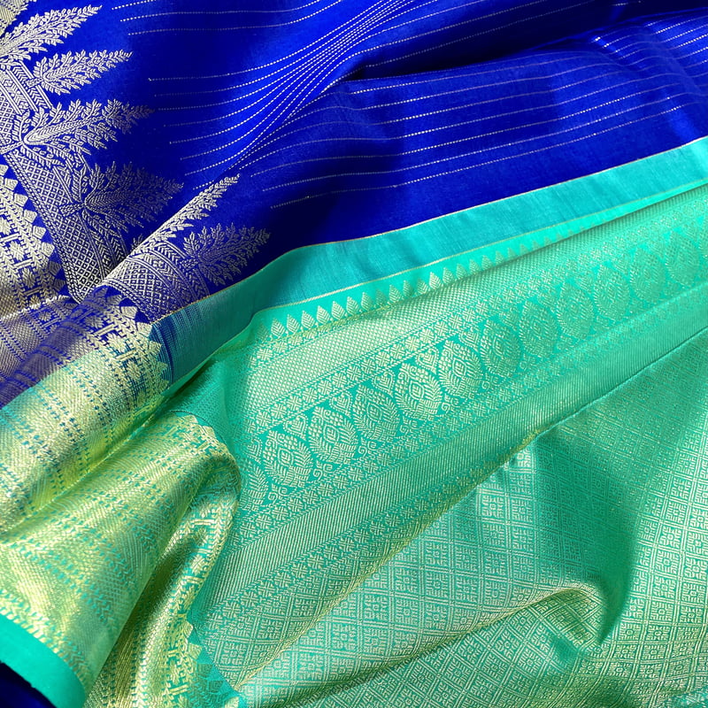 Platinum Blue Kanchipuram with Designer Zari Work