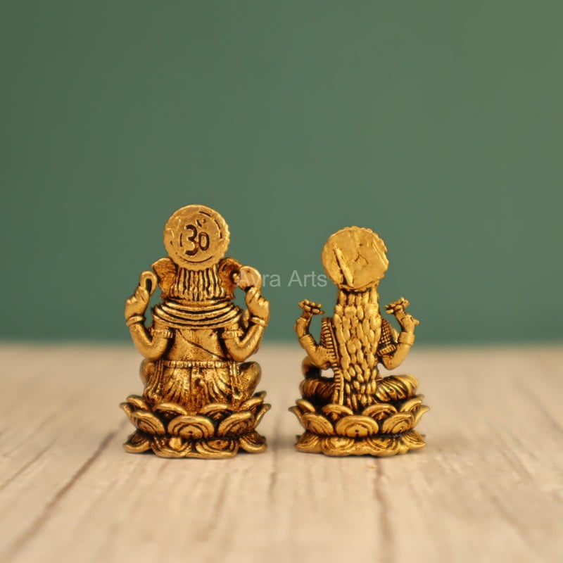 Premium Light Weight Lakshmi Ganesh Idols Pair - 1 Inch Height