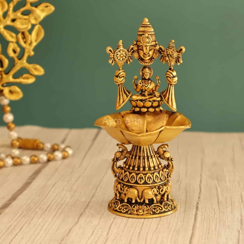 Premium Light Weight Lakshmi Bajali Diya - 5 Inch Height