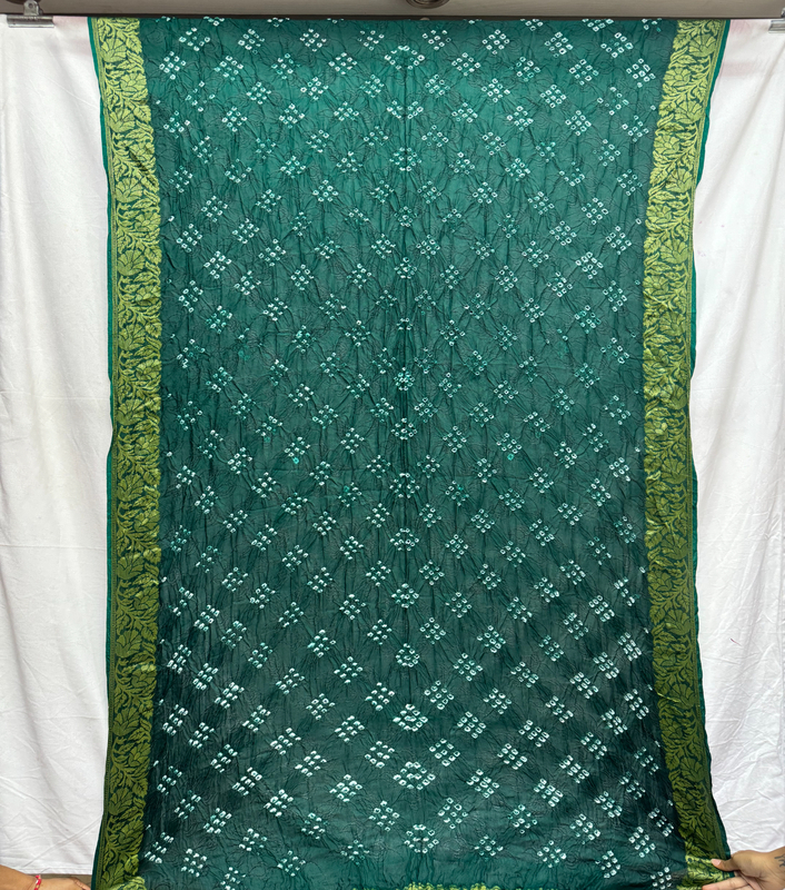 Kala Sanskruti All Over Green – Color Art Silk Bandhani Saree – 6.5M with Blouse Piece – Elegant Traditional Wear Bridal Unique Saree for Women