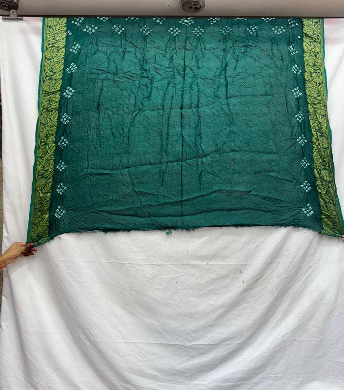 Kala Sanskruti All Over Green – Color Art Silk Bandhani Saree – 6.5M with Blouse Piece – Elegant Traditional Wear Bridal Unique Saree for Women