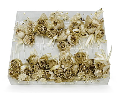 Three Peony Ready Bunch - Gold/White