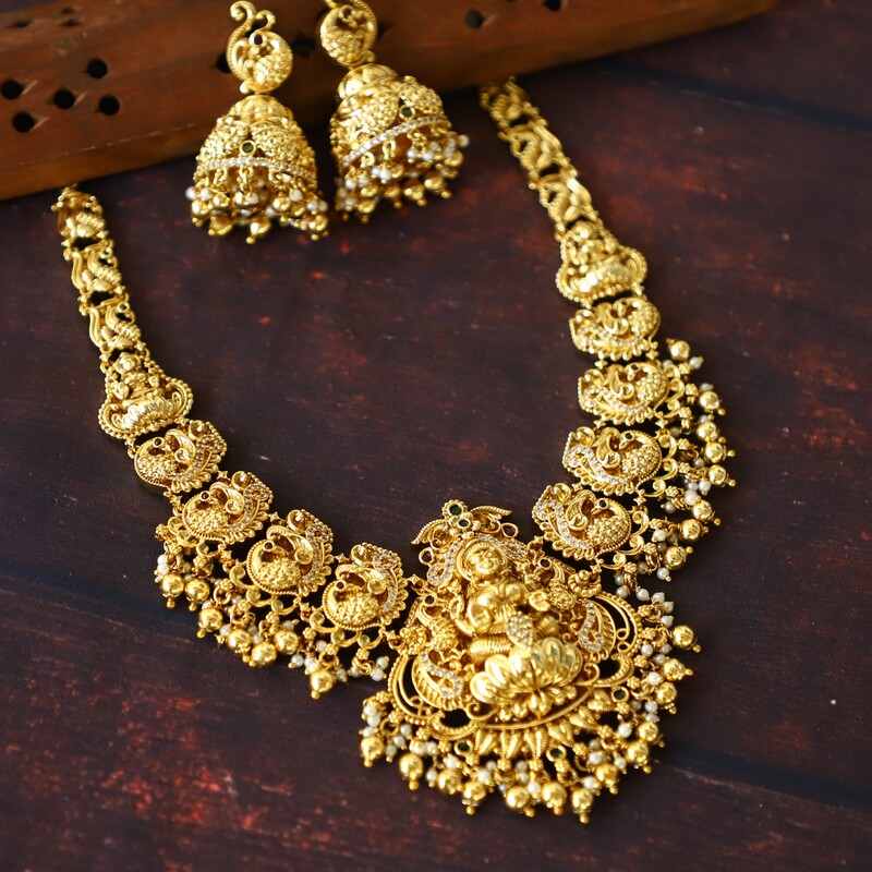 Pecock and lakshmi design necklace