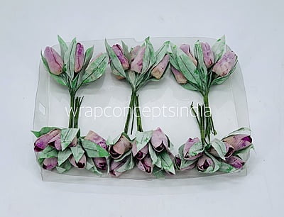 Dusky Mauve Tulip Buds on Stick