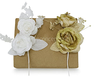 2 Rose Glitter Bunch - Gold/White