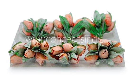 Deep Carrot Tulip Buds on Stick