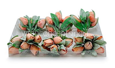 Deep Carrot Tulip Buds on Stick