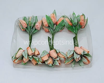 Deep Carrot Tulip Buds on Stick