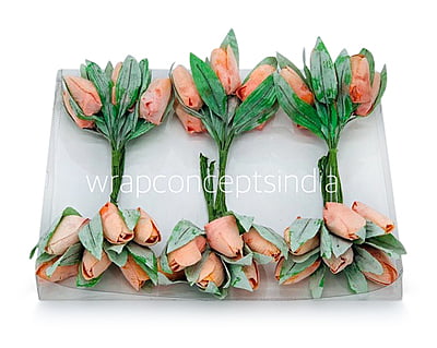 Deep Carrot Tulip Buds on Stick