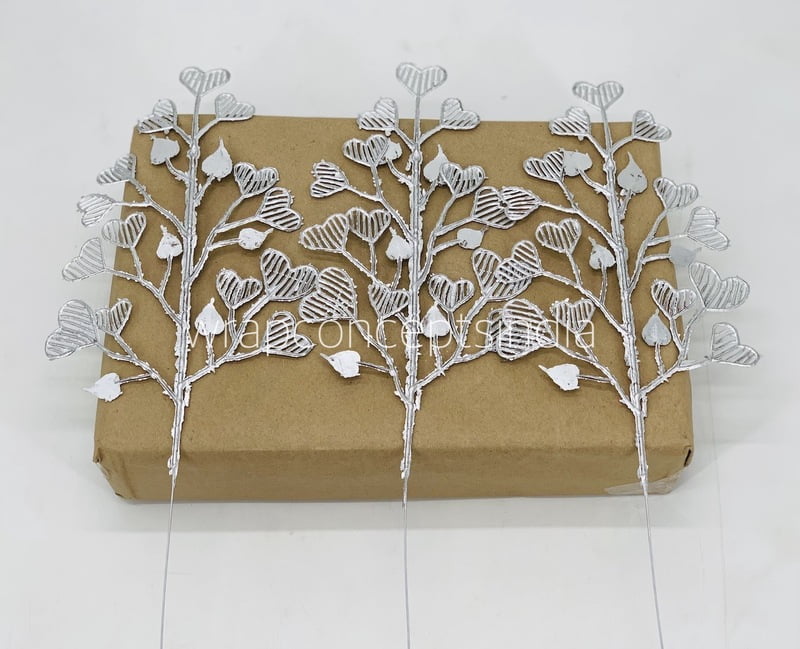 Heart Leaf on Stick - Silver