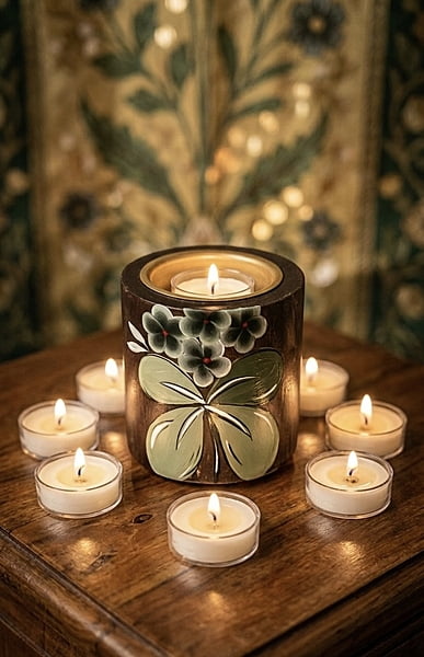 WOODEN 4" PILLAR CANDLE