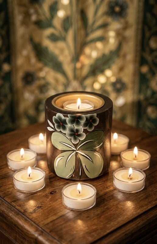 WOODEN 4" PILLAR CANDLE
