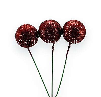 Red Glitter Pearls Sticks - 12 MM/ 15 MM