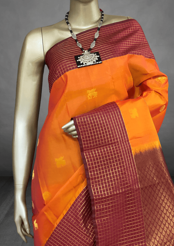 Asokka - The Grid Pattern Border Delights Saree 18272