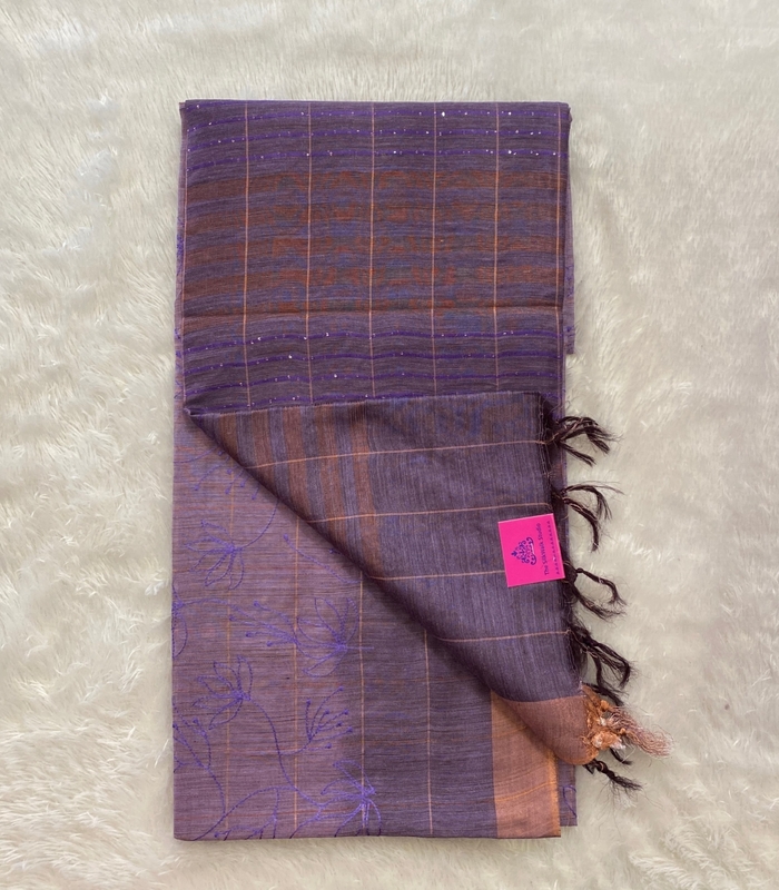 Apsara -  Semi Tussar Cotton Sarees in Thread Embroidery SWS126