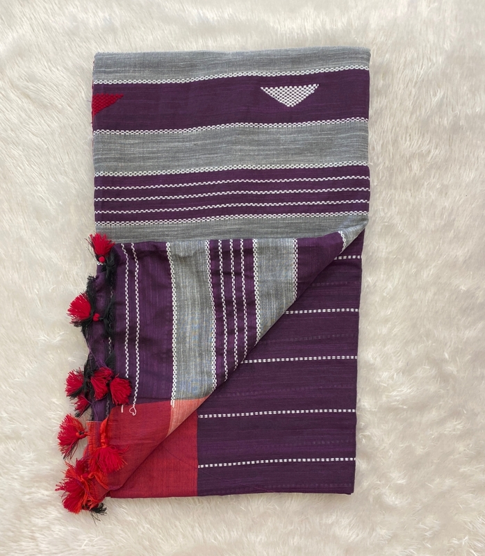 Veeksha – The Linen Cotton Saree (Triangle) SWS103