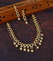 Gold finished with AD flower design Neckpiece