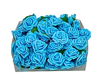 Sky Medium Foam Rose With Leaves